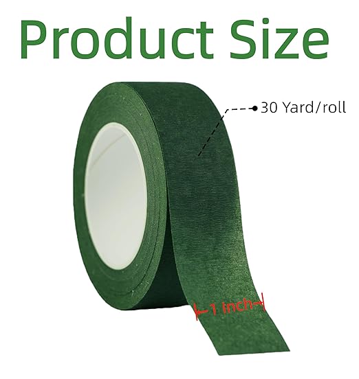 3 Rolls 1 inch Wide Floral Tape Dark Green Flower Tape for Bouquet Stem Wrapping and Floral Crafts (3)