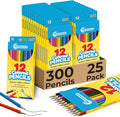 Rosmonde Colored Pencils Bulk 25 Pack | 300 Pencils, Assorted Pre Sharpened Colors Set, 12 Bright Colors, Easy Grip, Ready to Use Pencils for Teachers, Art Stations & Coloring Projects