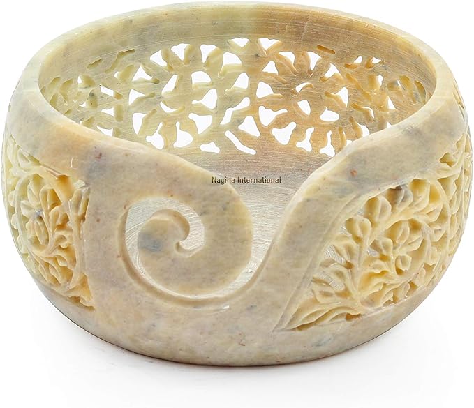 Nagina International Stone Carved Beautiful Yarn Ball Storage Bowls | Yarn Storage Bowl & Accessories