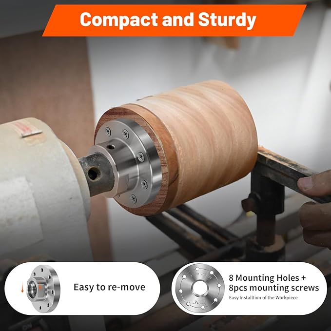 3" Steel Wood Lathe Faceplate,Faceplate for Wood Lathe,Lathe Face Plate Fit for 1" x 8TPI Spindle without Screwchuck