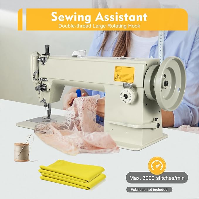 Leather Sewing Machine, Heavy Duty Industrial Thick Material Leather Sewing Tool, Speed Max. 3000 stitches/min, Suitable for Sewing Medium-thickness Fabrics, Thick Materials Leather (w/o Motor)