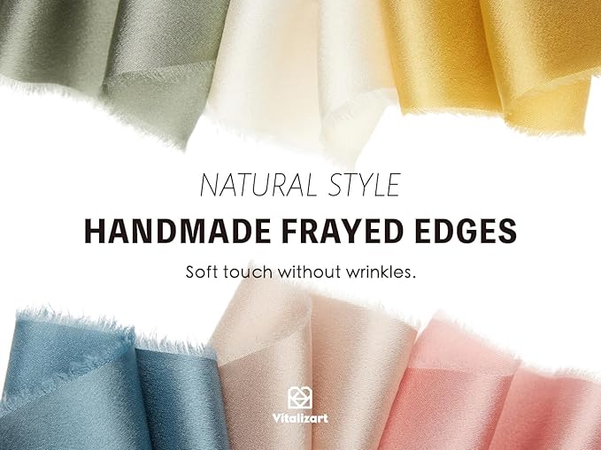 Vitalizart Silk Satin Ribbon 1-1/2 Inch x 45 Yard Wooden Spool Assorted Color Handmade Frayed Ribbons for Gift Wrapping Baby Shower Wedding Bridal Bouquets Holiday Decor 9 Rolls x 5 Yard