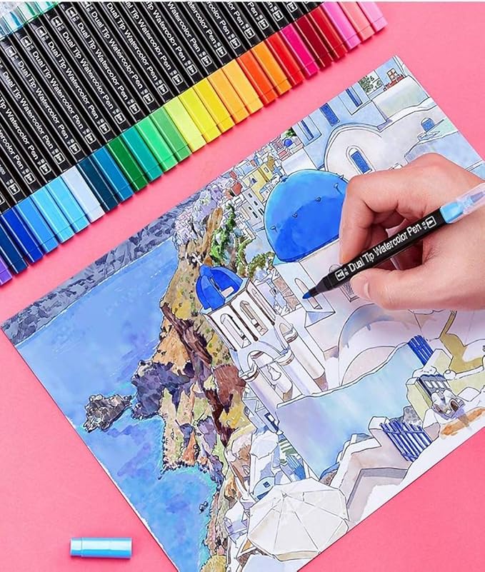 WQIYA Dual Tip Markers for Kids, Washable Markers Set, Art Marker with Stand Portable Box, Gift For Kids (36 Colours)