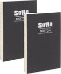 SoHo Urban Artist Open Bound Sketch Pads - Open Coptic Bound Sketch Pads for Drawing, Calligraphy, Any Dry Media, & More! - [White - 5.6x8.26-2 Pack]