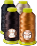 4Pcs Nylon Thread for Sewing, 210d/3 Upholstery Thread, 4 Cone of 1500 Yards Each Leather, Serger Overlock Machine for Sewing Hair Extension