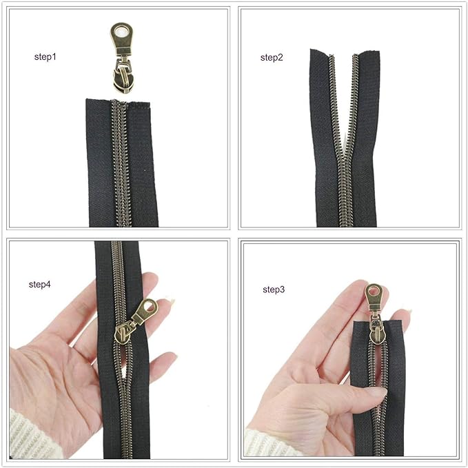 #3 Nylon Coil Sewing Zippers by The Yard Bulk 10 Yards White and Black Colors with 20pcs Matched Sliders for DIY Tailor Sewing Craft Bags,Luggage,Dress,Sofa Cushion, Pillow Leekayer(White and Black)