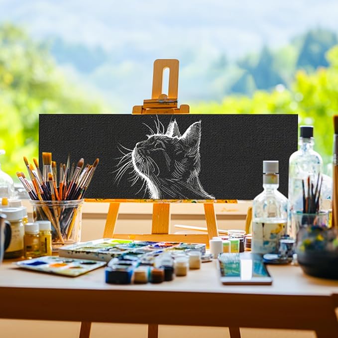 Stretched Canvas for Painting 4x12 Inch (3Pack) - 100% Cotton Triple Primed White Artist Canvas Boards, Blank for Acrylic, Oil, Watercolor - Professional Art Supplies