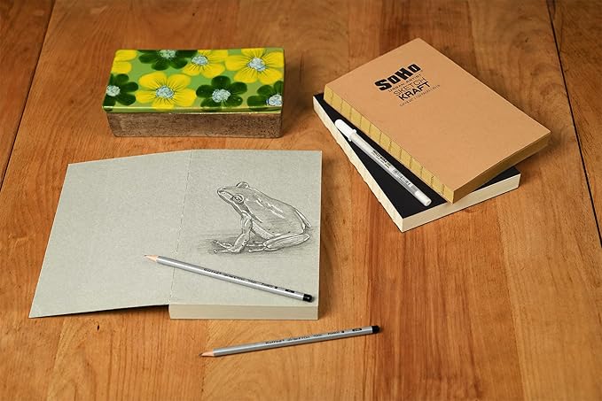 SoHo Urban Artist Open Bound Sketch Pads 5 Pack - Grey - 11x14 - Open Coptic Bound Sketch Pads for Drawing, Calligraphy, Any Dry Media, & More - 600 Sheets Total