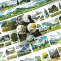 Alideco 6pcs Decorative Adhesive Tapes Fresh Literary Girl Botanical Flower Landscape PET Tape Great for Bullet Journal Supplies, Arts, Scrapbook, DIY Crafts, Planners (renshengshikuangye)