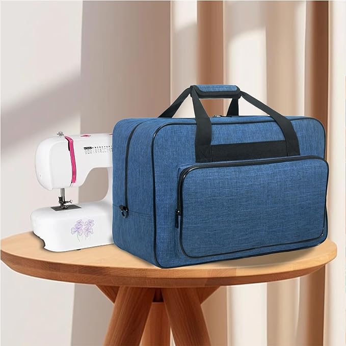 Sewing Machine Carrying Case，Sewing Machine Carrying Case Tote Bag，Universal Tote Storage Bag with Pockets and Handles, Suitable for Most Standard Singer, Janome (BLUE)