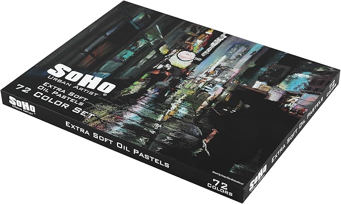 Soho Urban Artist Oil Pastels Set of 72 - Extra Soft, Blendable, Highly Pigmented and Vibrant, Ideal for Artists, Professionals, Students - Suitable for Drawing, Sketching, Layering, and Scraping