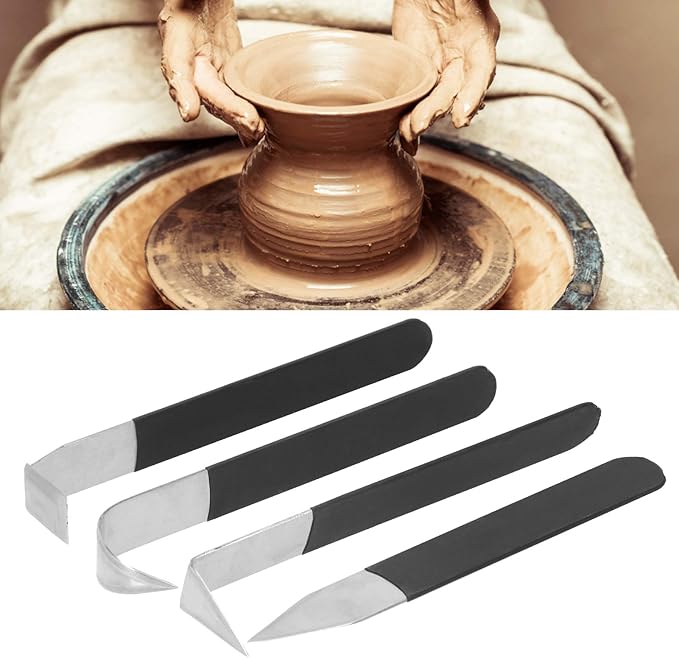 4PCS Clay Carving Knife Tools, Metal Pottery Clay Carving Tools, Pottery Sculpting Tools Set, for Engraving, Shaping, Styling Clay Pottery and Sculpture