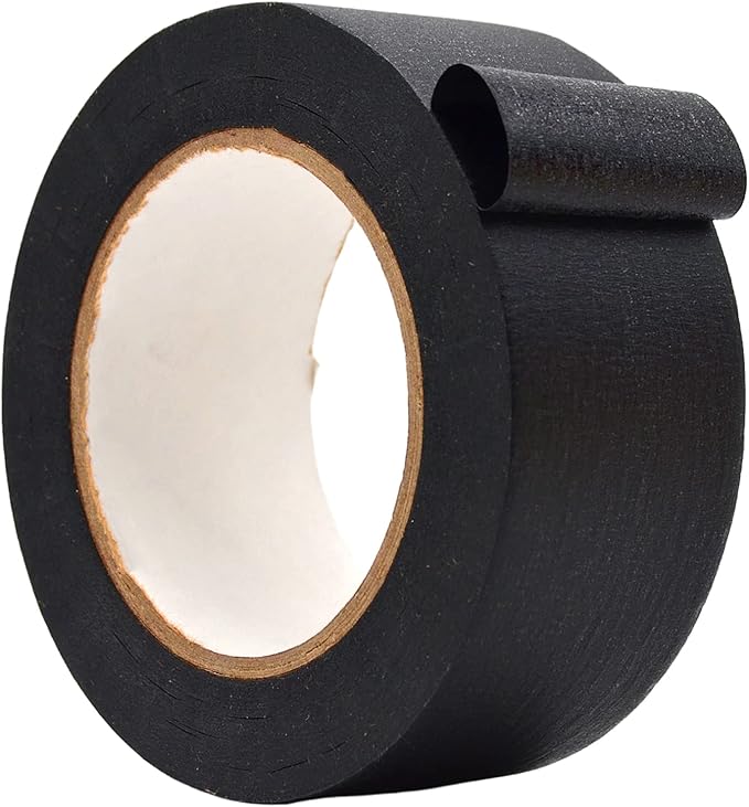 WOD MTC5 Colored Masking Tape, Black, 2 inch x 60 yds. Colorful Teacher Painters Tape for Fun DIY Art & Crafts, Lab Labeling, Writable & Classroom Decorations