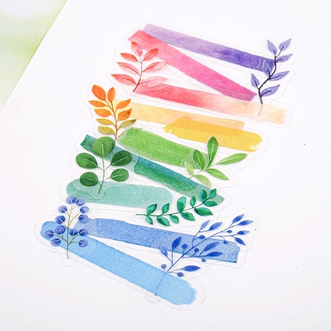 180PCS Botanical Leaf PET Stickers, Watercolor Plant Layering Tabs for Scrapbook Journal Planners and DIY Crafts
