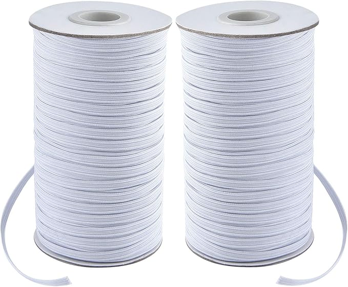 Coopay 160 Yards Length 1/8" Width Elastic Bands Flat Elastic Cord Rope Heavy Stretch Spool Knit for Sewing DIY Projects, Arts & Crafts, 2 Rolls, 80 Yards/Roll (White, 1/8 Inch)