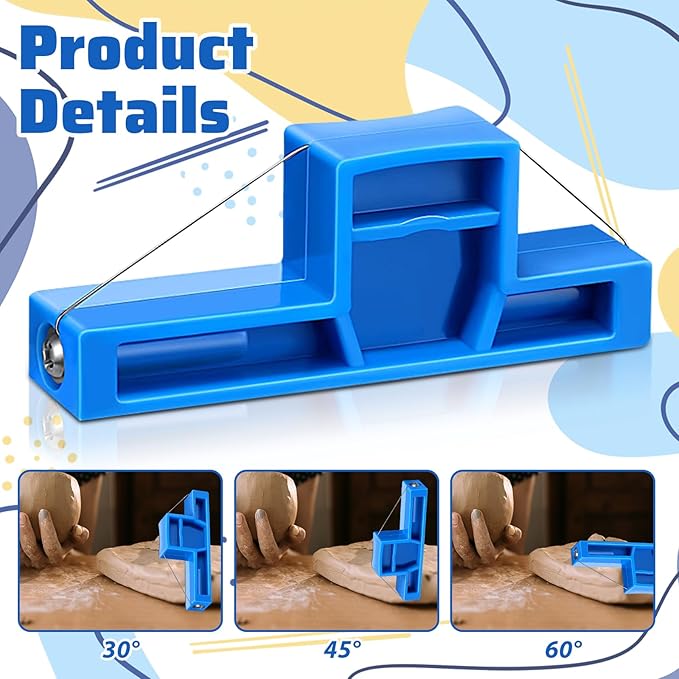 Clay Bevel Tool Pottery Tools Angle Cutter Pottery Wire Bevel Cutter Clay Wire Cutters for Sculpting Small Trimming Tool Blue Plastic Ceramic Wires Clays Cutting Tools 2.76 inches