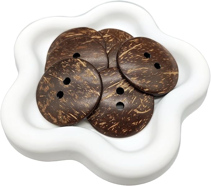 15-Pcs 2" Large Natural Coconut Shell Buttons | Bulk Brown Wooden Sewing Replacement Buttons for Sewing Crafts Clothes Decorations (50mm)