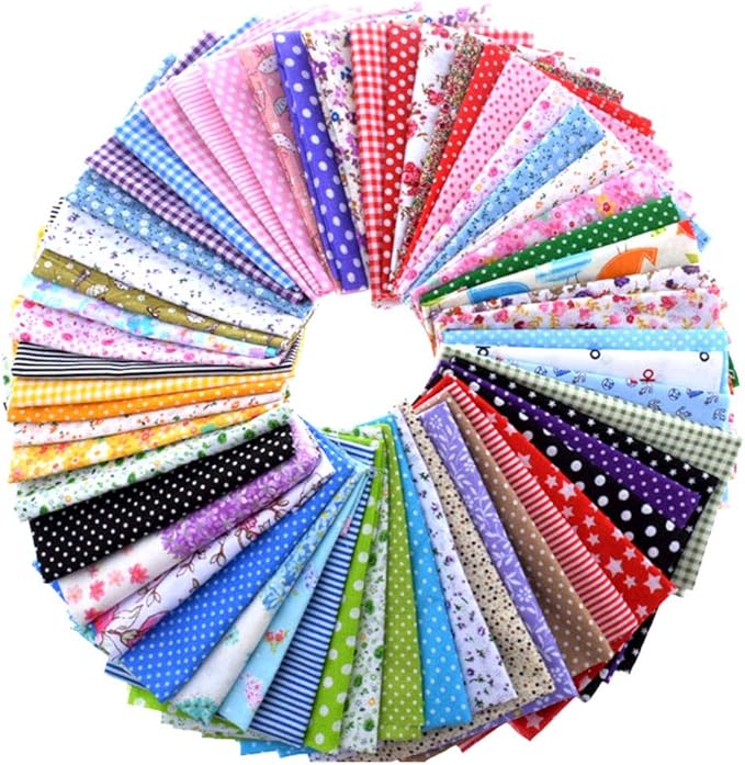 Colored Craft Felt Fabric Patchwork Cotton Sheets 50 Pieces 20 x 20cm,Assorted Color Stiff Sewing Material Squares Nonwoven Patchwork Sewing DIY Craft Polyester Patterned Felt Fabric Sheets
