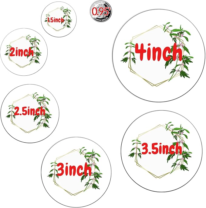 (Made in MA) Custom Round Flower wreath Sticker Labels - Personalized Customized Stickers for Birthday Baby and Labels Product Boxes Wedding Shower Labels