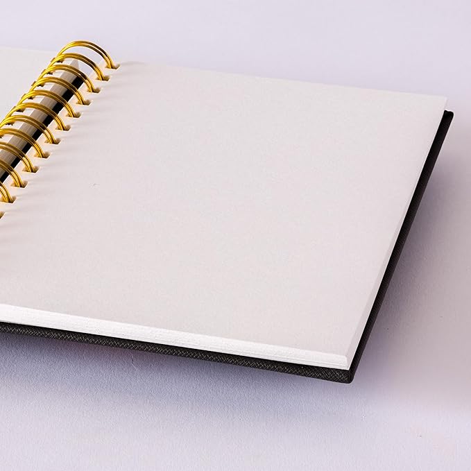 Olympian Ringed Sketchbook, A5 Size 5.5 x 8.25 inches, Gold Metal Ring Binding Lays Flat, 60 Sheets, 150 GSM Fine Art Paper for Artists, Ideal for Pencil, Ink, Watercolor, Leda Art Supply (Pack 2)