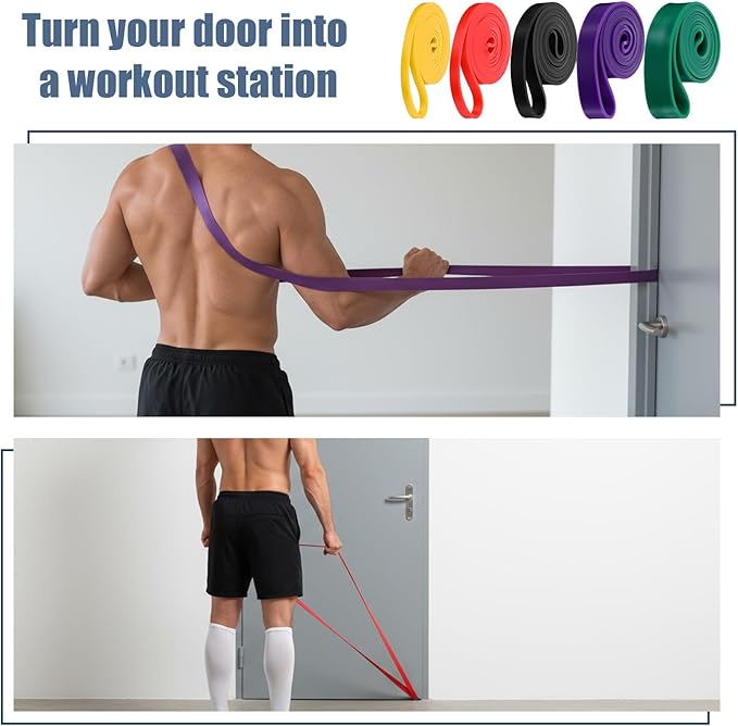 8pcs Pull Up Assistance Bands Set 5pcs Resistance Bands & 2pcs Thin Pull Up Band & Cloth Bag Gym Exercise Workout Band for Men Working Out Stretching Physical Therapy Muscle Training Shape Body