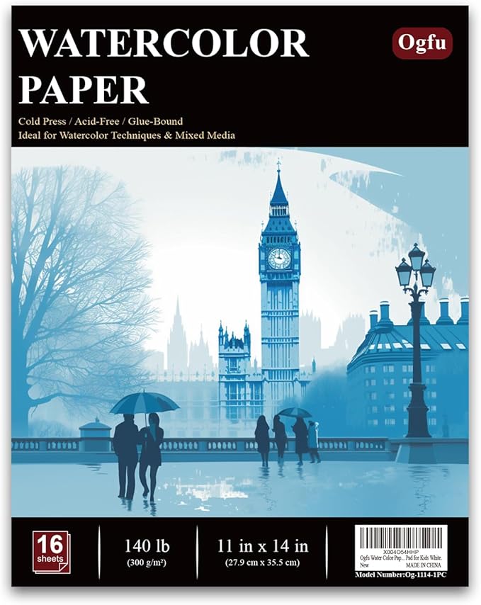 Water Color Paper 11x14, 16 Sheets(32Pages) Large Drawing Pad, 140 lb Cold Press Watercolor Paper 11x14, Art Paper for Watercolor Painting and Acrylic, Drawing & Art Supplies.