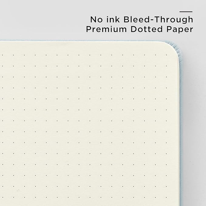 &And Per Se Dotted Journal Notebook, A5 Hardcover Leather Bullet Dotted Journal, 160 Pages 100 gsm Thick Paper, 3 Sheets of Stickers Included- 5.7'' x 8''（Cyan）