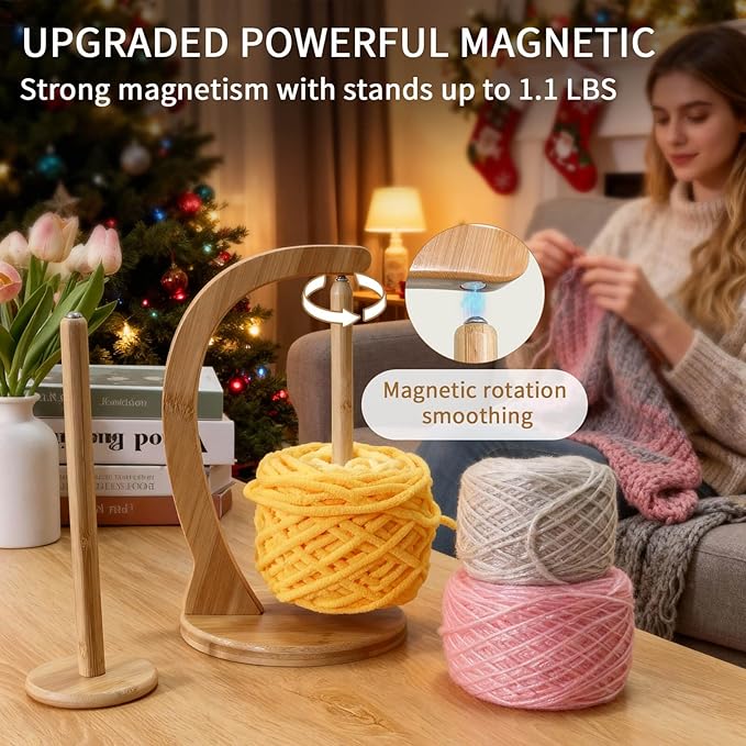 SPEENSUN Yarn Holder for Crocheting, Upgrade Larger Size & Magnetic Crochet Yarn Holder, Rotating Design Holds Most Yarns Up to 1.1 lbs, Crochet Gift for Knitting Lovers with Packaging Box