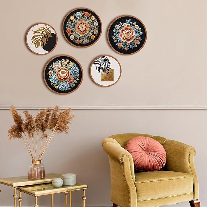 FONNUY Floral Embroidery Kit, Cross Stitch Kits for Beginners, Handmade Crafts with Printed Patterns for Beginner Adults, Easy to Follow Color Thread Needlework, 8'' Hoop (Full Bloom)