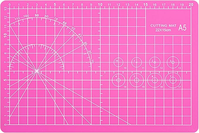 A5 Cutting Mat, Self Healing Sewing Mat, Craft Mat Double Sided 3-Ply Craft Cutting Board for Sewing Crafts Leather Fabric Scrapbooking Project Art Supplies, 8.6“ x 5.9”, Pink