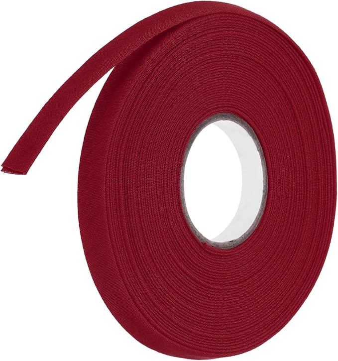 MECCANIXITY 2/5 Inch Double Fold Bias Tape Polyester Continuous Bulk Bias Tape for Sewing,Seaming Quilting Hemming Binding Crafts (Wine Red 10 Yards)