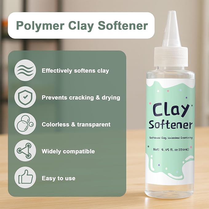 120ml Polymer Clay Softener, Restore Clay Flexibility, Increase Ductility & Strong Adhesion, for Ceramic Artists, Crafts, and DIY Projects