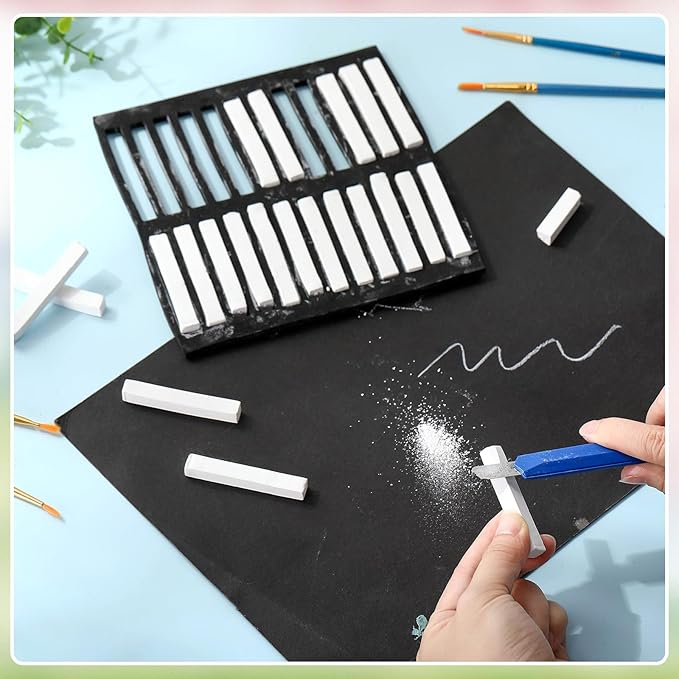 72 Pcs Soft Chalk Pastels Set Square Sketch Chalk Soft Pastel for Artists Non-toxic Artist Pastel Sticks for Professional Artists and Art Lovers(White)