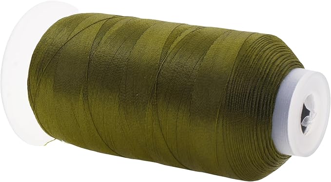 Mandala Crafts Olive Green Heavy Duty Thread - 1500 Yds Tex 70 Bonded Polyester Threads for Sewing Drapery, Jeans, Leather, Hair, Outdoor Marine Upholstery
