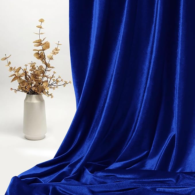 KKJIAF Royal Blue Stretch Velvet Fabric 60 Inch Wide, 2 Yard Soft Stretchy Fabric for Sewing Clothes, Apparel, Costume, Crafts - 90% Polyester 10% Spandex