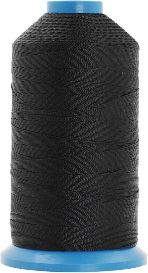 Mandala Crafts Size 138 420D T135 Bonded Nylon Thread - Black 1250 YDs Tex 135 Heavy Duty Sewing Threads for Leather, Jeans, Weaving, Outdoor Marine Upholstery