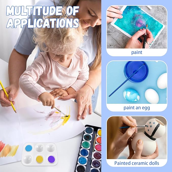 Bercoor 52 PCS Plastic Paint Palettes, 6 Well White Rectangular Watercolor Oil Palette Painting Tray Artist Craft Palettes for Painting Party, DIY Craft and Art Painting