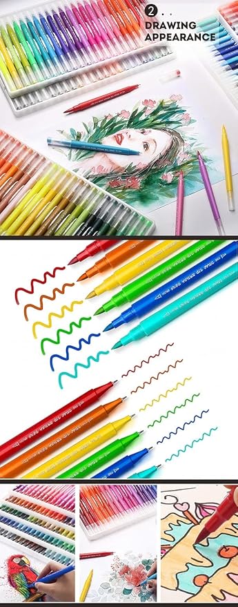 THE CEO Colored Pens Dual Brush Markers - 36 Vibrant Water-Based Markers for Bold, Smooth Creations - Drawing Pens with Precision Tips for Versatile Artwork - Ideal for Artists & More