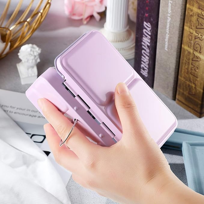 Zonon 51 Pcs Watercolor Paint Palette and Half Pans Set Watercolor Tin Box, Metal Palette Paint Case with Lid Empty with Storage Bag for Travel Artist(Pink)