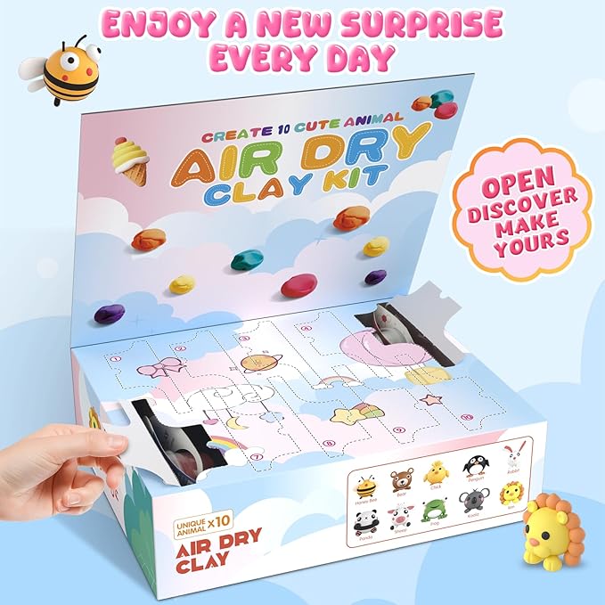 Air Dry Clay Kit for Kids, Modeling Clay for Kids, DIY Model Magic Clay Non-Sticky Soft & Ultra Light with Sculpting Tools, Birthday Christmas Gift for Boys Girls Ages 3 4 5 6 7 8+