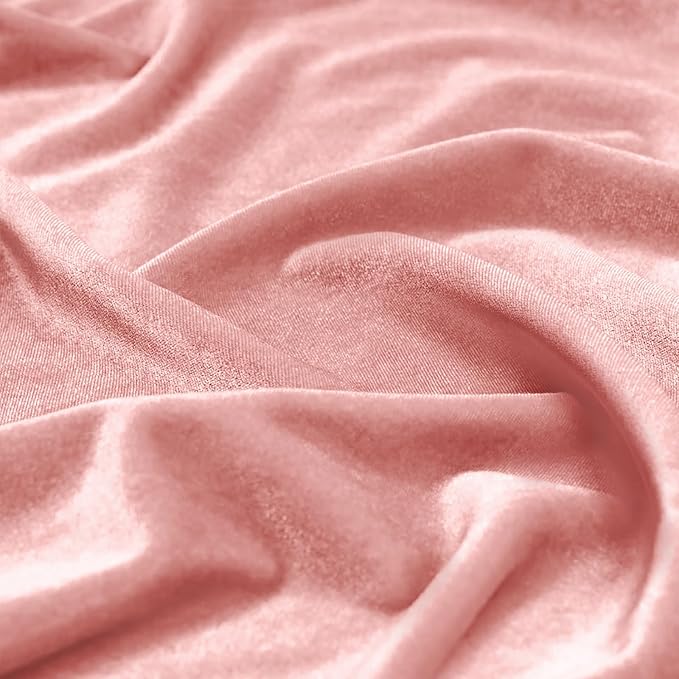 KKJIAF Light Pink Stretch Velvet Fabric 60 Inch Wide, 5 Yard Soft Stretchy Fabric for Sewing Clothes, Apparel, Costume, Crafts - 90% Polyester 10% Spandex
