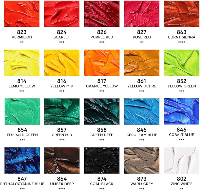 Paul Rubens Oil Paint, 20 Colors*50ml LargeTubes, Professional Oil Based Paint with High Saturation, Creamy Texture, and Consistency,Art Supplies for Artists, Students, Beginners-A Set