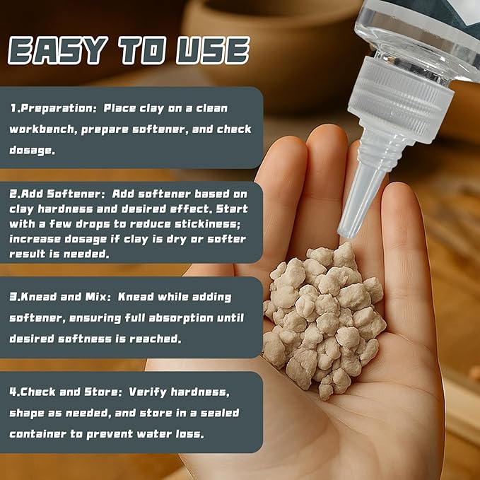 Premium Polymer Clay Softener – Revive Hardened Clay, Enhances Flexibility & Adhesion, Adds Shine After Baking, Ideal for Ceramic Artists, Teachers & DIY Craft Lovers (120ml)