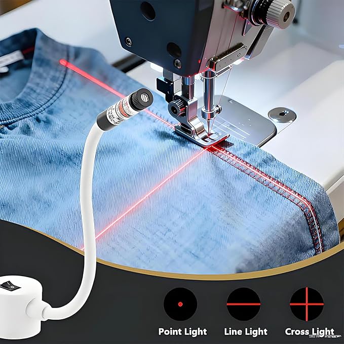 Magnetic Positioning Quilting Light for Sewing Machine | Adjustable Dot/Line/Crosshair Projection for Precision Stitching & Guide