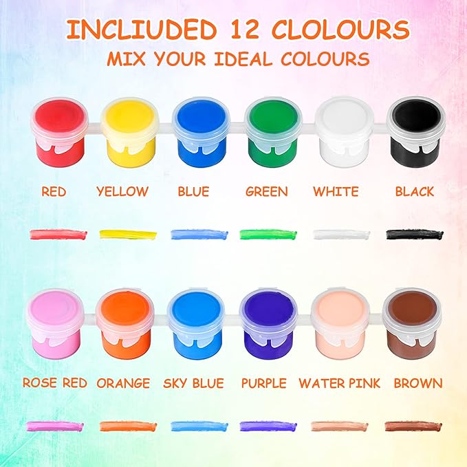 20 Pack Mini Acrylic Paint Set,12 Colors Acrylic Paints Strips for Kids&Adults Craft Paint,280 PCS Kids Painting Kit Container Strips Storage, Perfect for Home Birthday Classroom Party Favors……