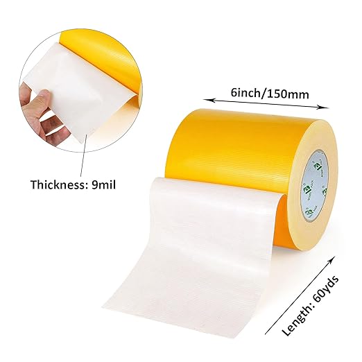 BOMEI PACK 6inch Wide Yellow Duct Tape, Heavy Duty Strong Waterproof Industrial Color Duct Tape 9.0mil x 6inch x 60yds for Crafts, Home Improvement, Repairs, & Projects