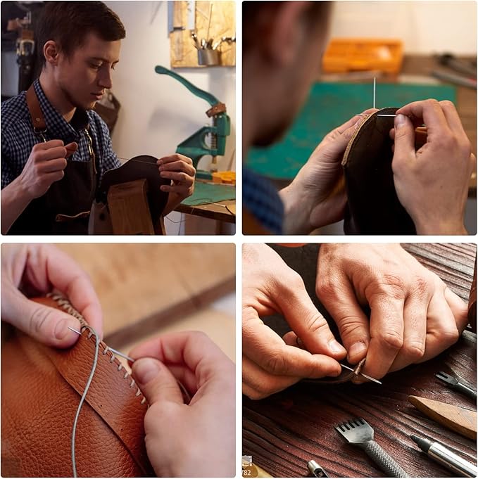 110Yards Waxed Thread with 7 Pcs Leather Needles for Hand Sewing 150D Flat Waxed Thread Repair Needles for Upholstery Canvas Bags Sofa Furniture