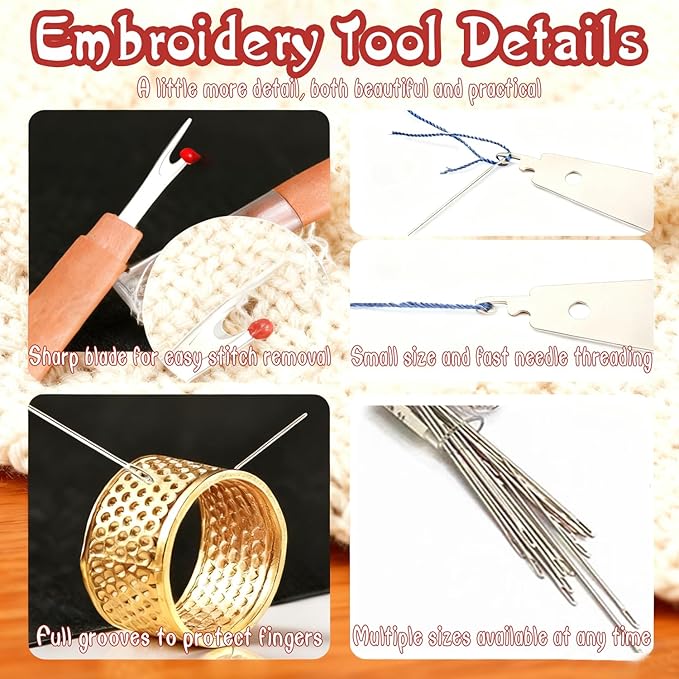 Big Eye Steel Sewing Needles Kit 34PCS,Stainless Steel Hand Sewing Needles,Multi-Purpose Needle and Thread Kits, Portable DIY Hand Made Craft Set for Beginners &Handicraft Enthusiasts& Daily Use