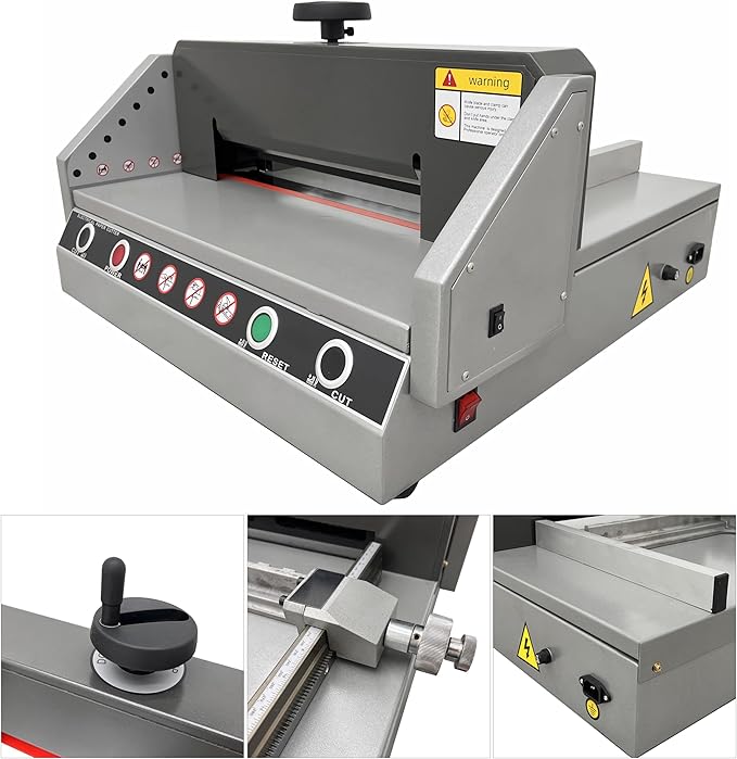INTSUPERMAI Electric Paper Cutter A4 Desktop Paper Cutter Electric Paper Trimmers 330mm / 13in Paper Cutting Width Manual Pushing Paper with Infrared Safety Sensing for 40mm/1.57in Cutting Thickness