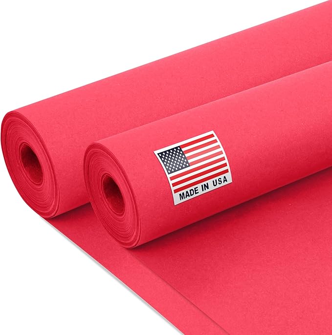 24" x 1200" (100 ft) Red Kraft Paper Roll (Value Pack of 2), 45 lbs Thickness, Made in USA Colored Kraft Paper for School, Bulletin Board - Odorless, Non-Toxic, Safe for Kids